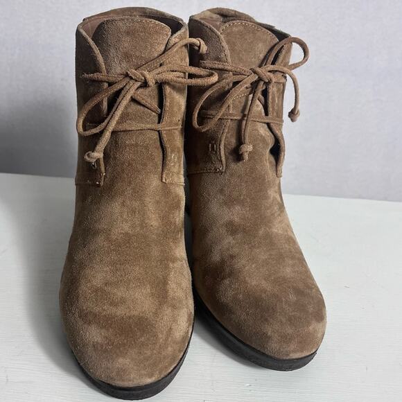 Via Spiga Booties Womens 9M Brown Suede Wedge Ankle Lace Up Boho - Picture 14 of 15